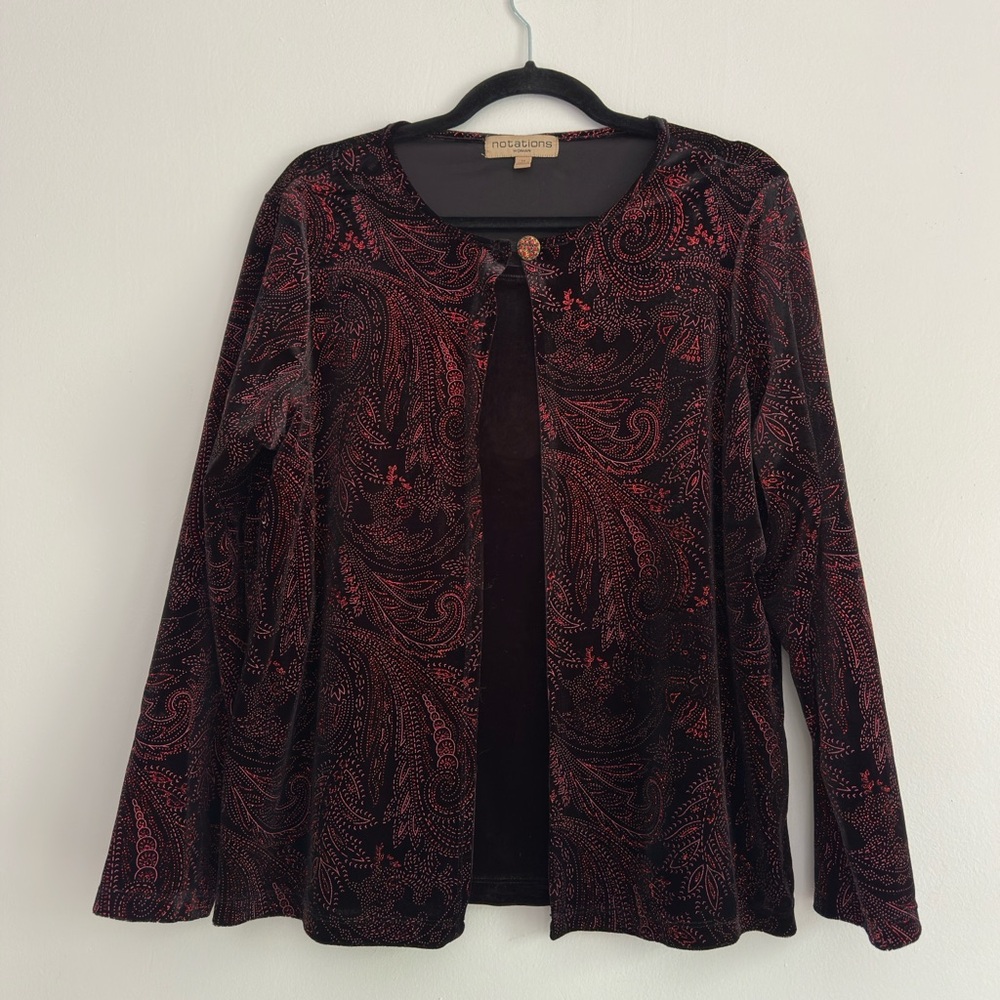 Notations Burgundy‎ Velvet Paisley Jacket